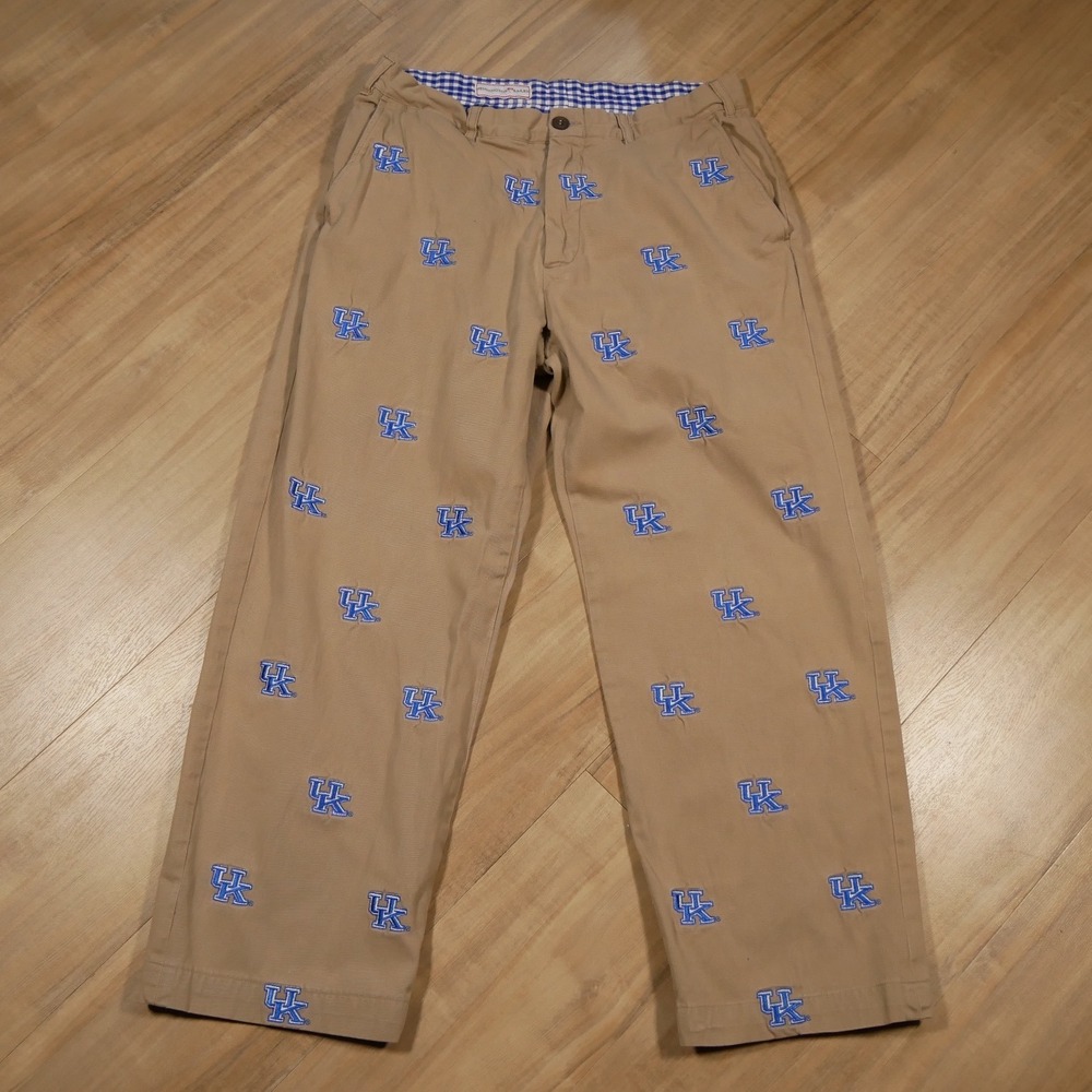 Pennington Bailes Kentucky Wildcats Embroidered Chino Pants Khaki Men 34 UK Logo